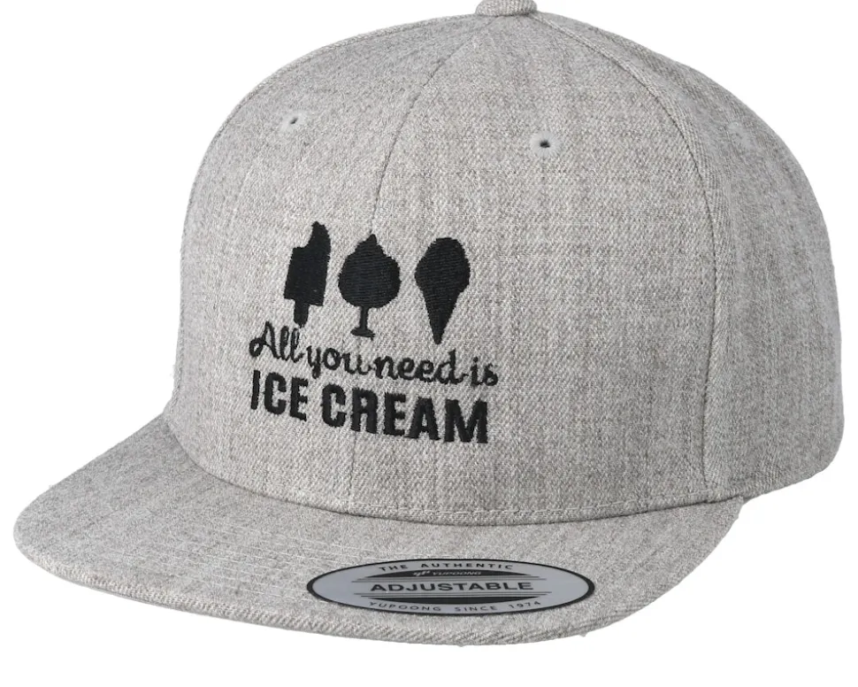 Kids All You Need Is Ice Cream Heather Grey Snapback - Kiddo Cap