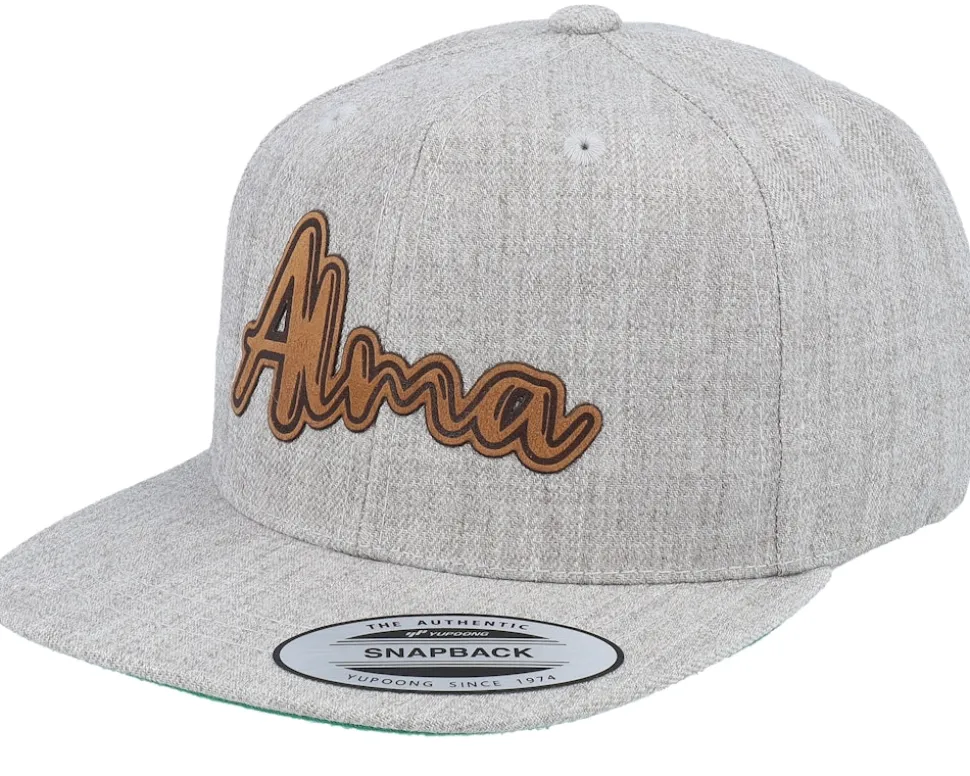 Kids Alma Engraved Patch Heather Grey Snapback - Kiddo Cap