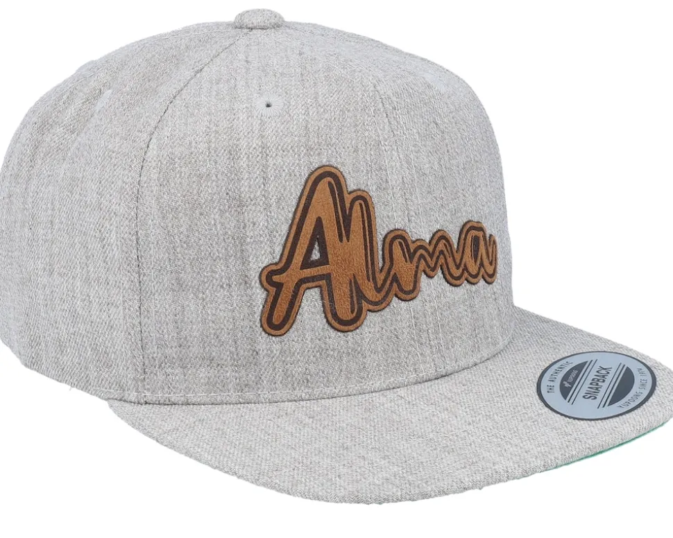 Kids Alma Engraved Patch Heather Grey Snapback - Kiddo Cap