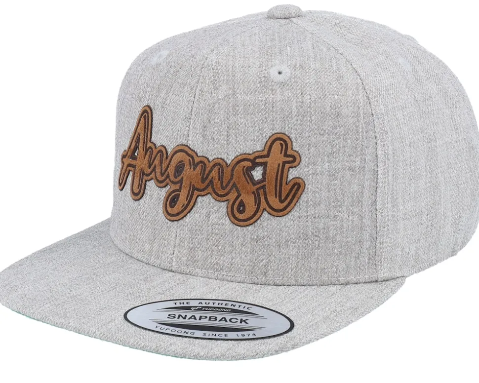 Kids August Engraved Patch Heather Grey Snapback - Kiddo Cap