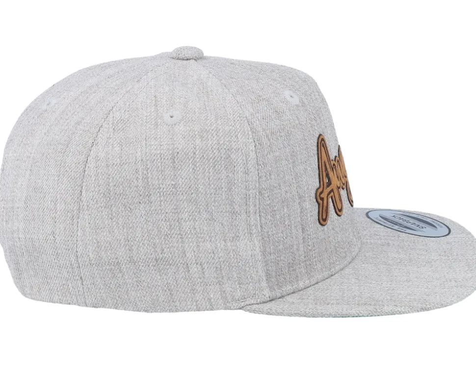 Kids August Engraved Patch Heather Grey Snapback - Kiddo Cap