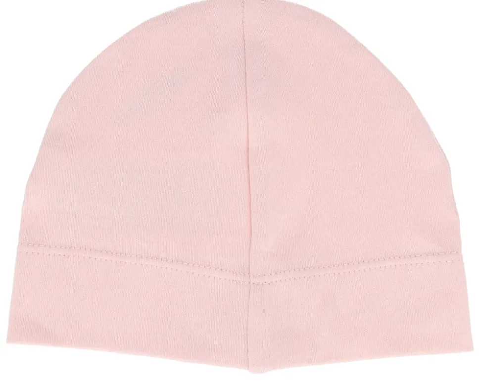 Kids Baby Engraved Suede Patch Powder Pink Beanie - Babybugz