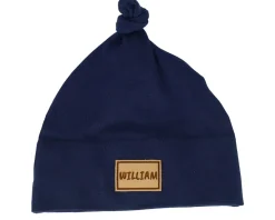 Kids Baby One-knot Engraved Suede Patch White Beanie - Babybugz