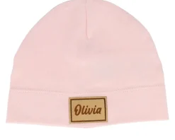 Kids Baby With Engraved Suede Patch White Beanie - Babybugz