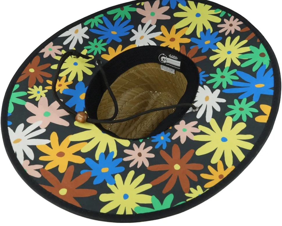 Kids Backyard Meadow Lifeguard Hat Natural/Black Straw Hat - Headster