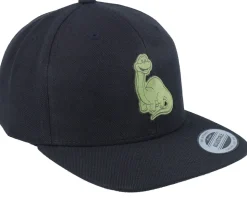 Kids Brontosaurus Patch Black/Black Snapback - Kiddo Cap