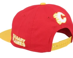 Kids Calgary Flames Logo Flatbrim Cap Red/Yellow Snapback - Outerstuff