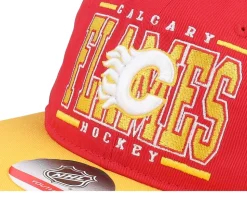 Kids Calgary Flames Logo Flatbrim Cap Red/Yellow Snapback - Outerstuff