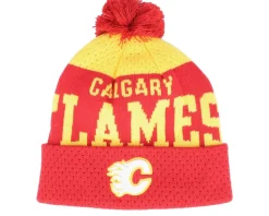 Kids Calgary Flames Stretchark Knit Red/Yellow Pom - Outerstuff
