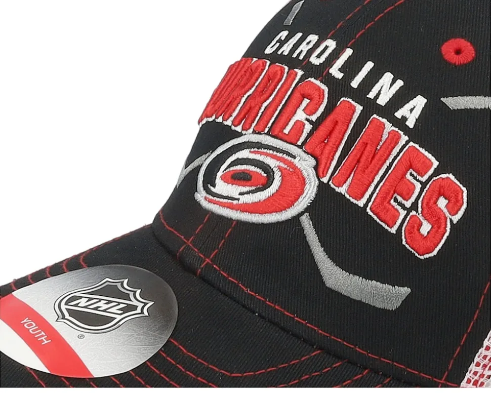 Kids Carolina Hurricanes Lockup Meshback Black/White Trucker - Outerstuff