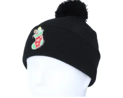 Kids Christmas Sock Gift Black Pom Pom Beanie - Iconic