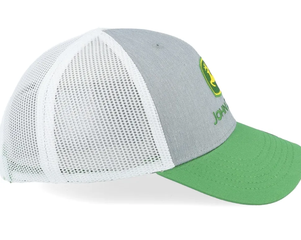 Kids Current Embroidery White/Grey/Green Trucker - John Deere
