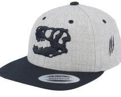 Kids 3d Dino Skull Heather Grey/Black Snapback - Kiddo Cap