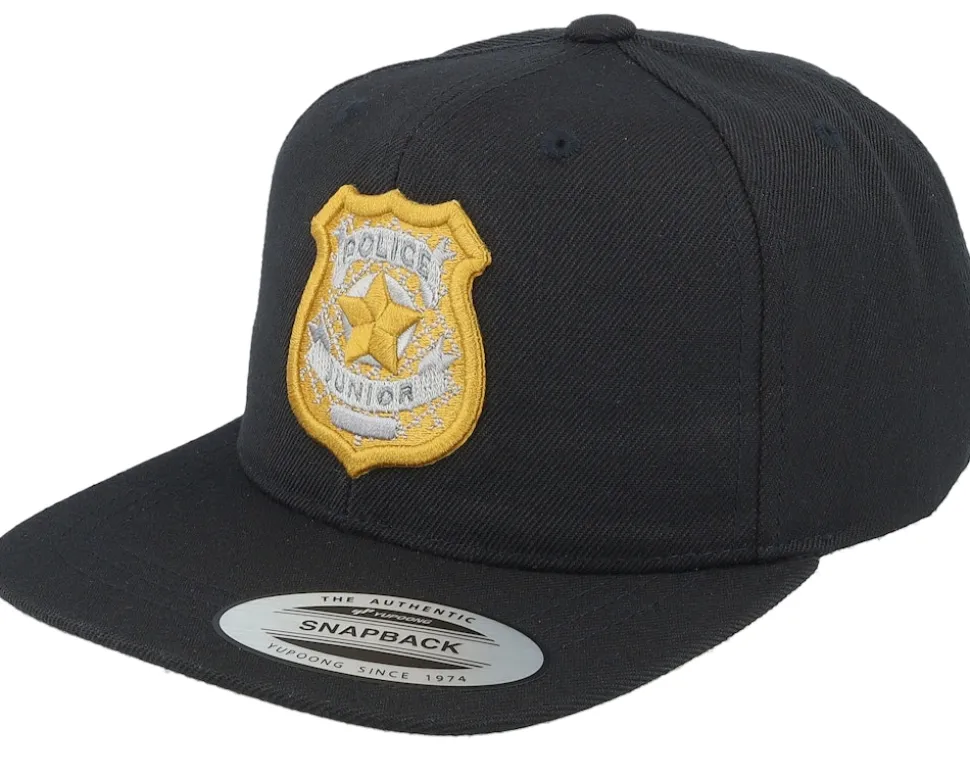 Kids 3d Police Badge Junior Black Snapback - Kiddo Cap