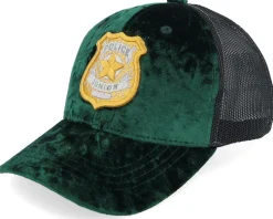 Kids 3d Police Badge Junior Velvet Green/Black Trucker - Kiddo Cap
