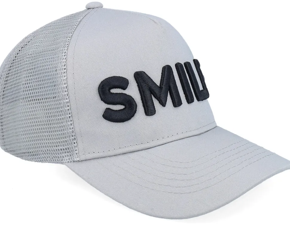 Kids 3d Smile Light Grey A-Frame Trucker - Kiddo Cap