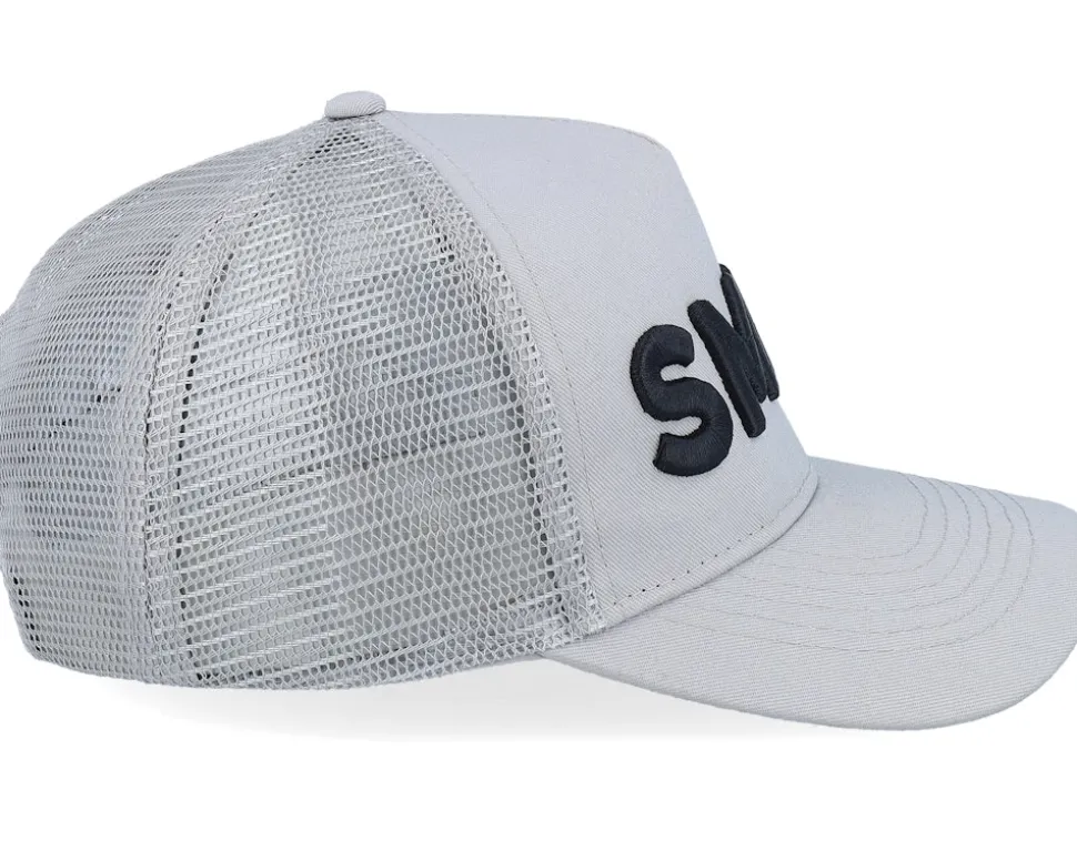 Kids 3d Smile Light Grey A-Frame Trucker - Kiddo Cap