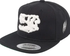 Kids 3d White Dinosaur Skull Black Snapback - Kiddo Cap