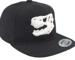 Kids 3d White Dinosaur Skull Black Snapback - Kiddo Cap