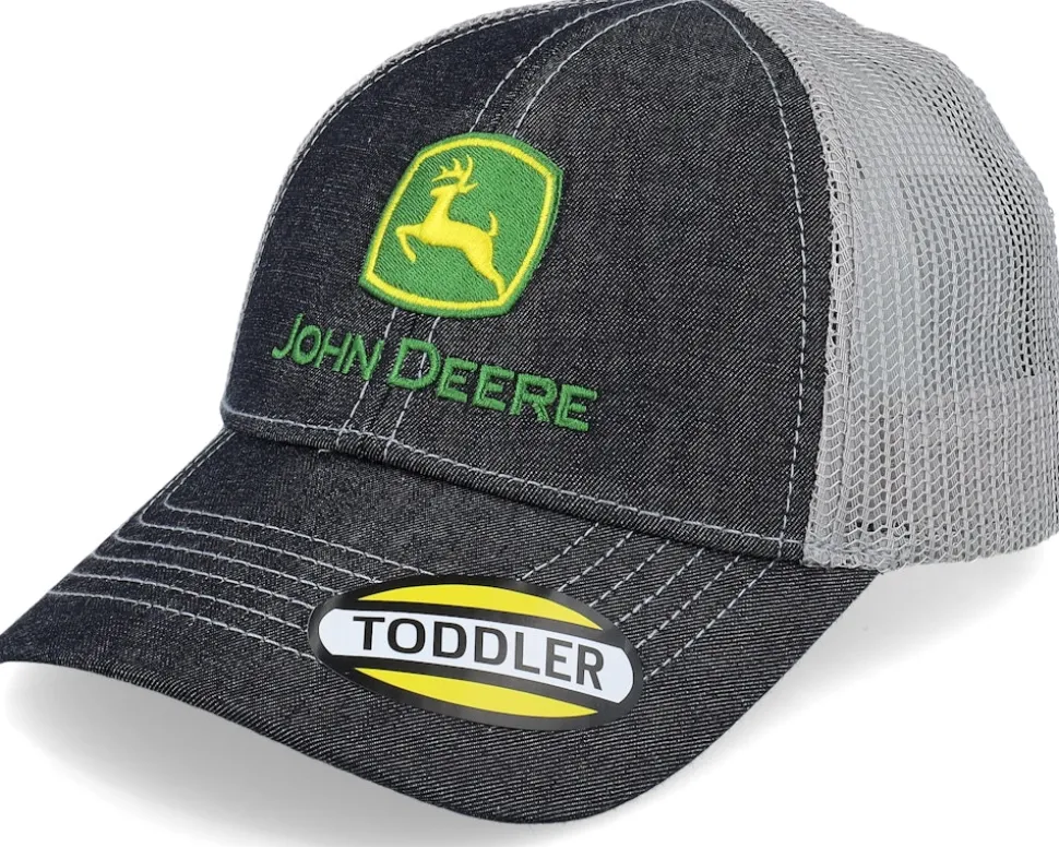 Kids Dark Denim Meshback Black/Grey Trucker - John Deere