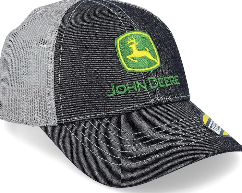 Kids Dark Denim Meshback Black/Grey Trucker - John Deere