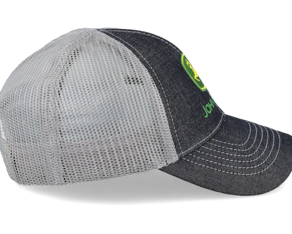 Kids Dark Denim Meshback Black/Grey Trucker - John Deere