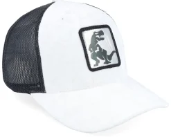 Kids Dino Silver Patch Velvet White/Black A-Frame Trucker - Calza Pennello