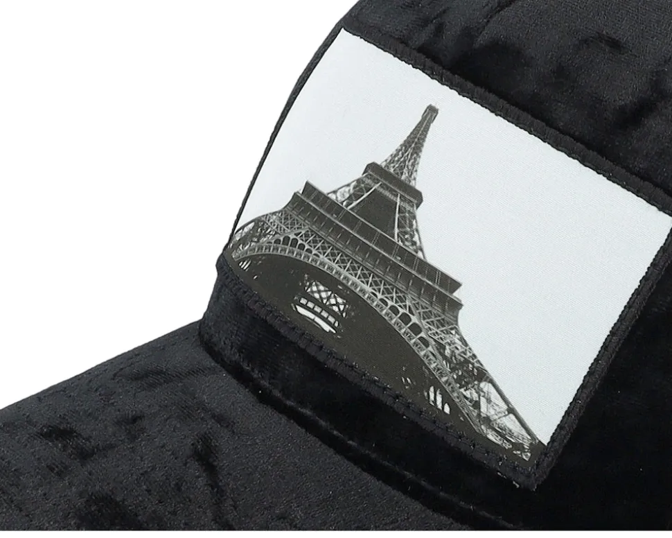 Kids Eiffel Tower Velvet Black A-Frame Trucker - Calza Pennello