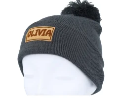 Kids Engraved Suede Patch Graphite Grey Pom - Beechfield