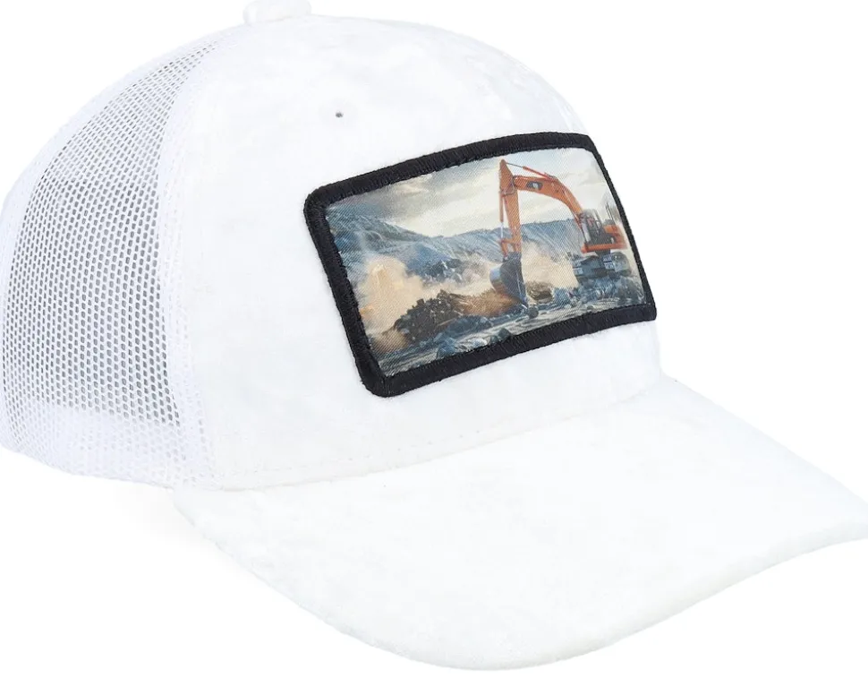 Kids Excavator Velvet White Trucker - Calza Pennello