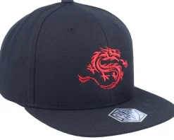 Kids Flaming Fire Dragon Black Snapback - Critiql Hit