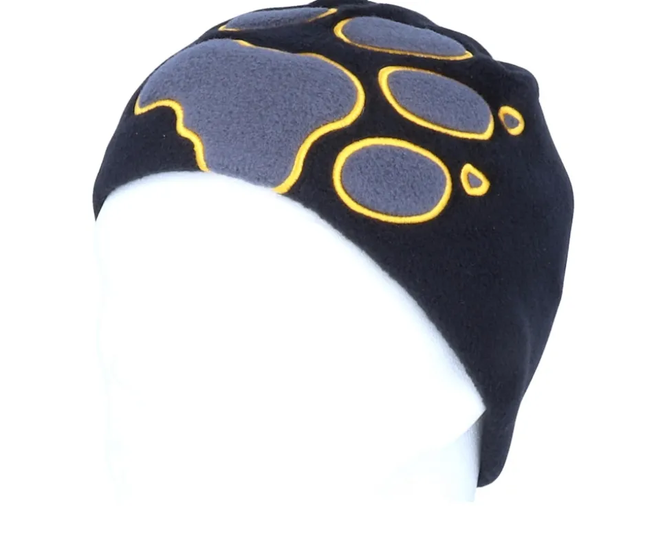 Kids Front Paw Black Beanie - Jack Wolfskin