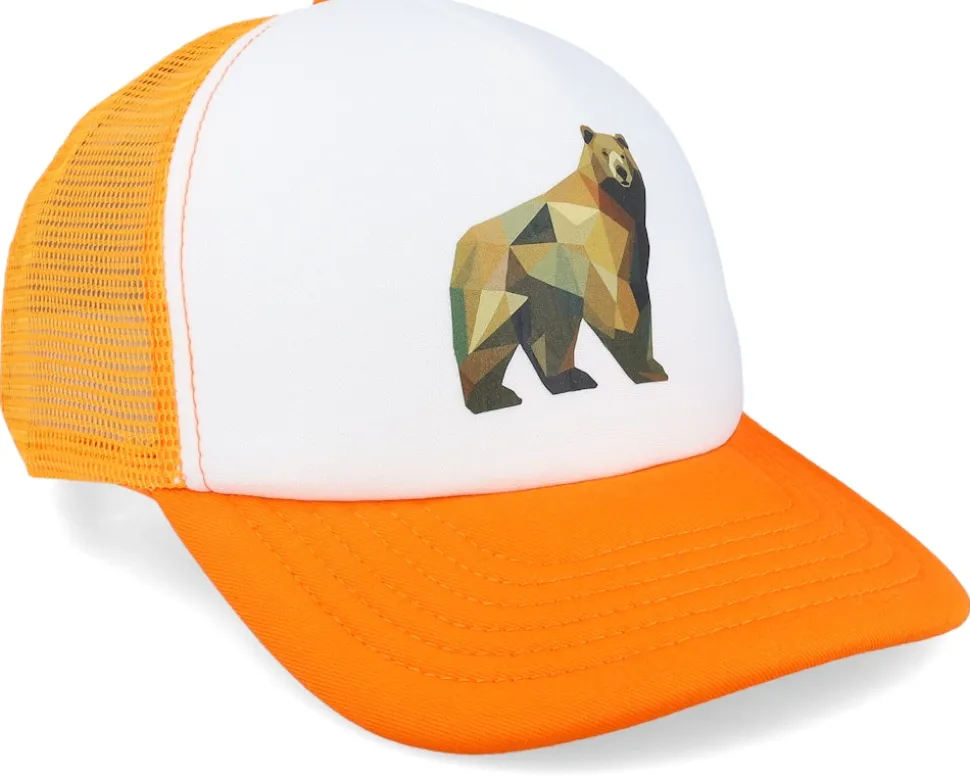Kids Geometry Bear Orange/White Foam - Kiddo Cap