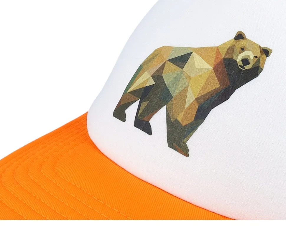 Kids Geometry Bear Orange/White Foam - Kiddo Cap