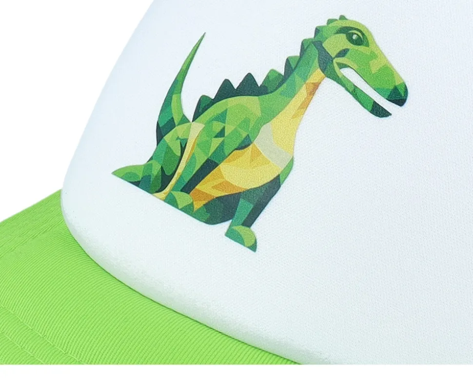 Kids Geometry Dinosaur Limegreen/White Foam Trucker - Kiddo Cap