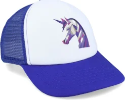 Kids Geometry Unicorn Royal Blue/White Foam Trucker - Kiddo Cap