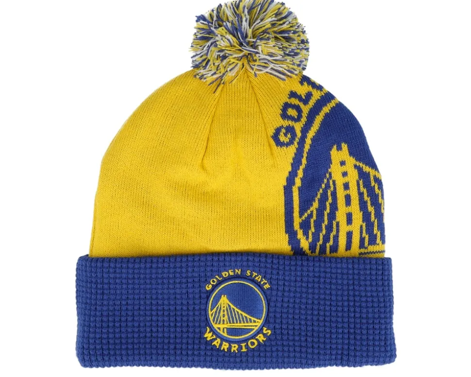 Kids Golden State Warriors NBA Street Hoop Yellow/Blue Pom - Outerstuff