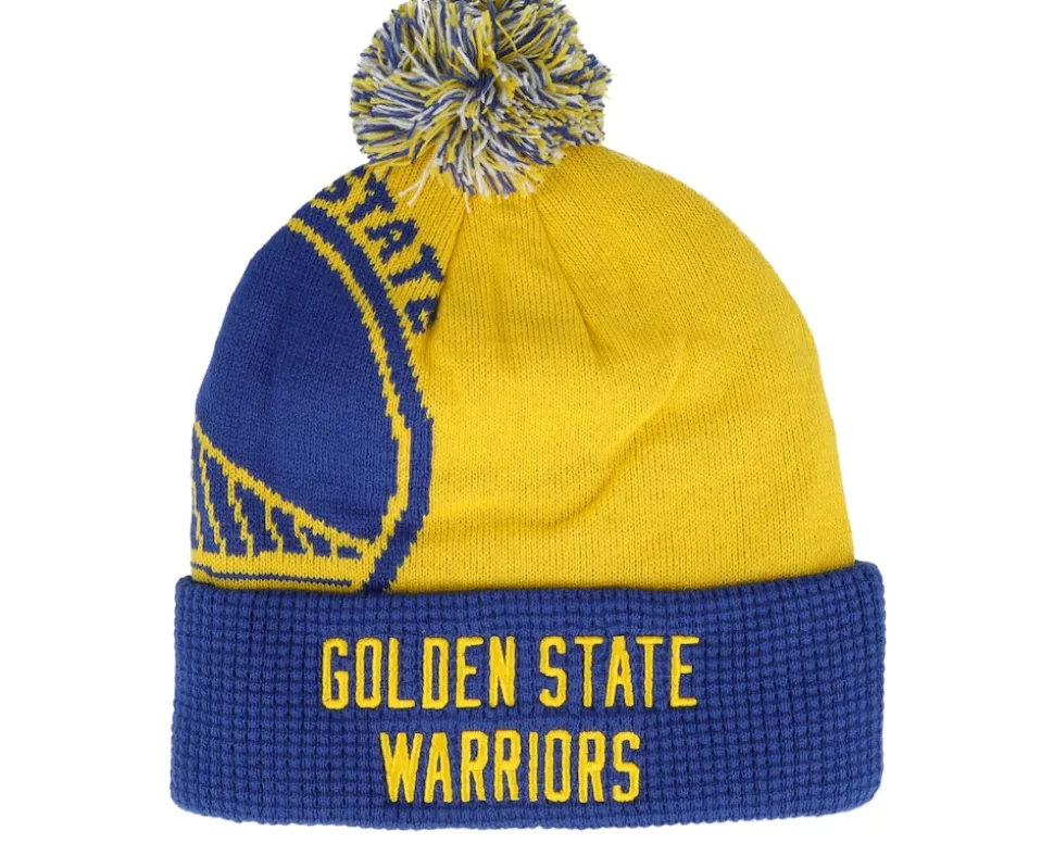 Kids Golden State Warriors NBA Street Hoop Yellow/Blue Pom - Outerstuff