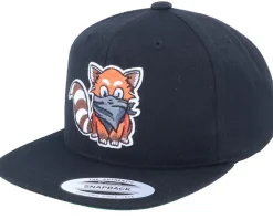 Kids Hatsie The Red Panda Black Snapback - Kiddo Cap