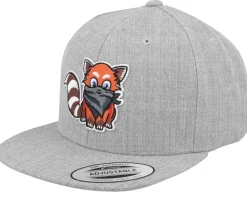 Kids Hatsie The Red Panda Heather Grey Snapback - Kiddo Cap