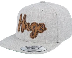 Kids Hugo Engraved Patch Heather Grey Snapback - Kiddo Cap