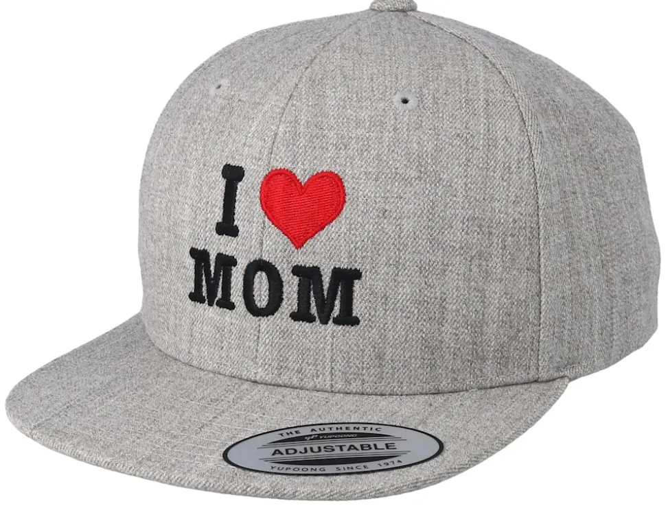 Kids I Love Mom Grey Snapback - Kiddo Cap