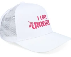 Kids I Love Unicorns White/White A-Frame Trucker - Unicorns