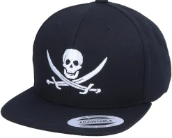 Kids Jolly Roger Pirate Black Snapback - Kiddo Cap