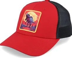 Kids Kids T-rex Red/Yellow Patch Scarlet/Black Trucker - Kiddo Cap