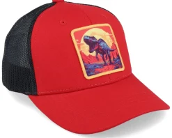 Kids Kids T-rex Red/Yellow Patch Scarlet/Black Trucker - Kiddo Cap