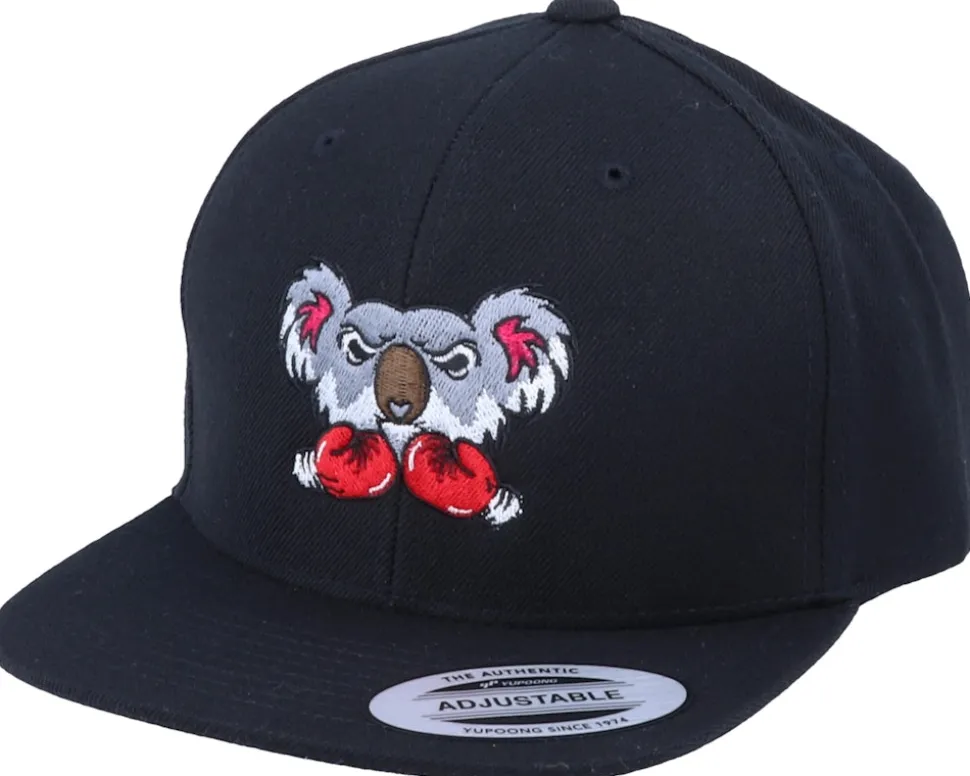 Kids Koala Bear Boxer Black Snapback - Kiddo Cap