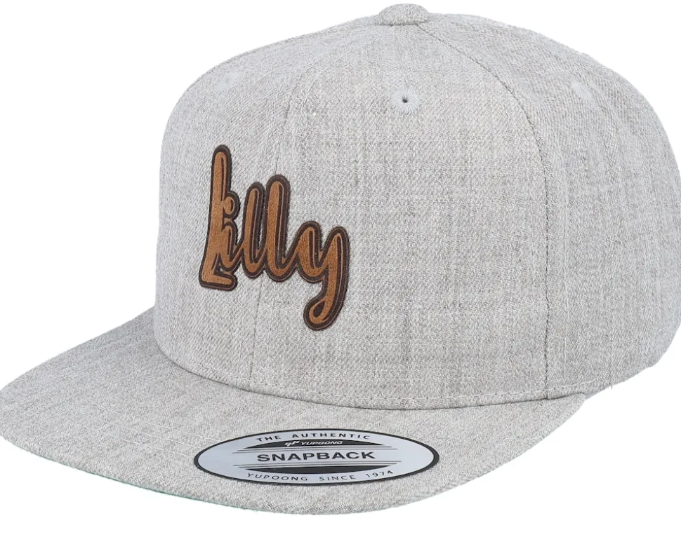 Kids Lilly Engraved Patch Heather Grey Snapback - Kiddo Cap