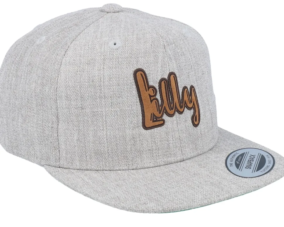 Kids Lilly Engraved Patch Heather Grey Snapback - Kiddo Cap