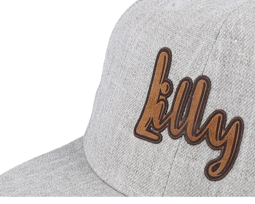 Kids Lilly Engraved Patch Heather Grey Snapback - Kiddo Cap